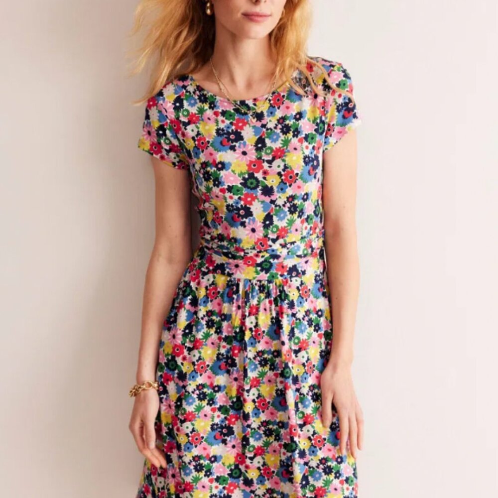 Amelie Jersey Dress, Multi, Paintbox Ditsy